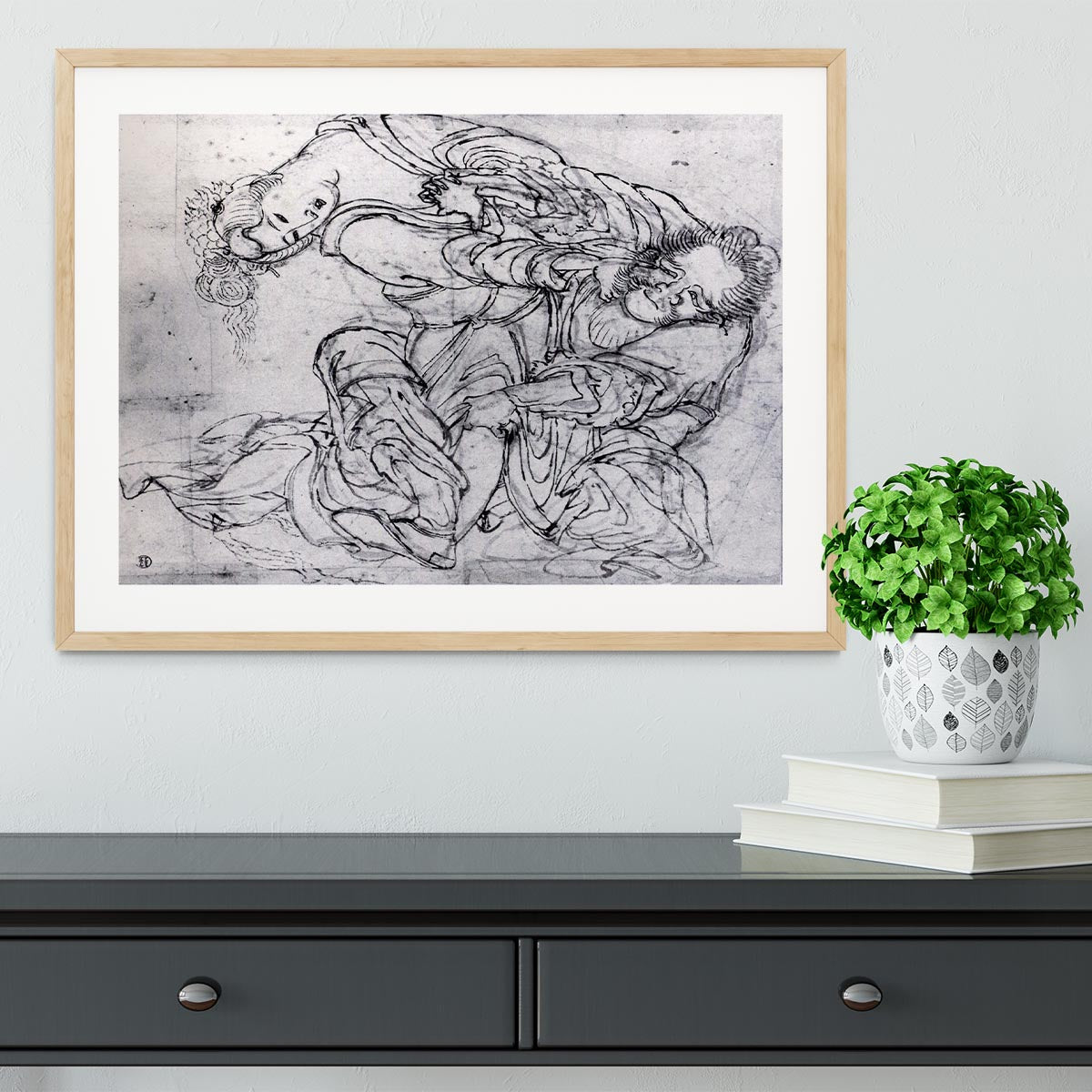 Suikoden scene by Hokusai Framed Print - Canvas Art Rocks - 3