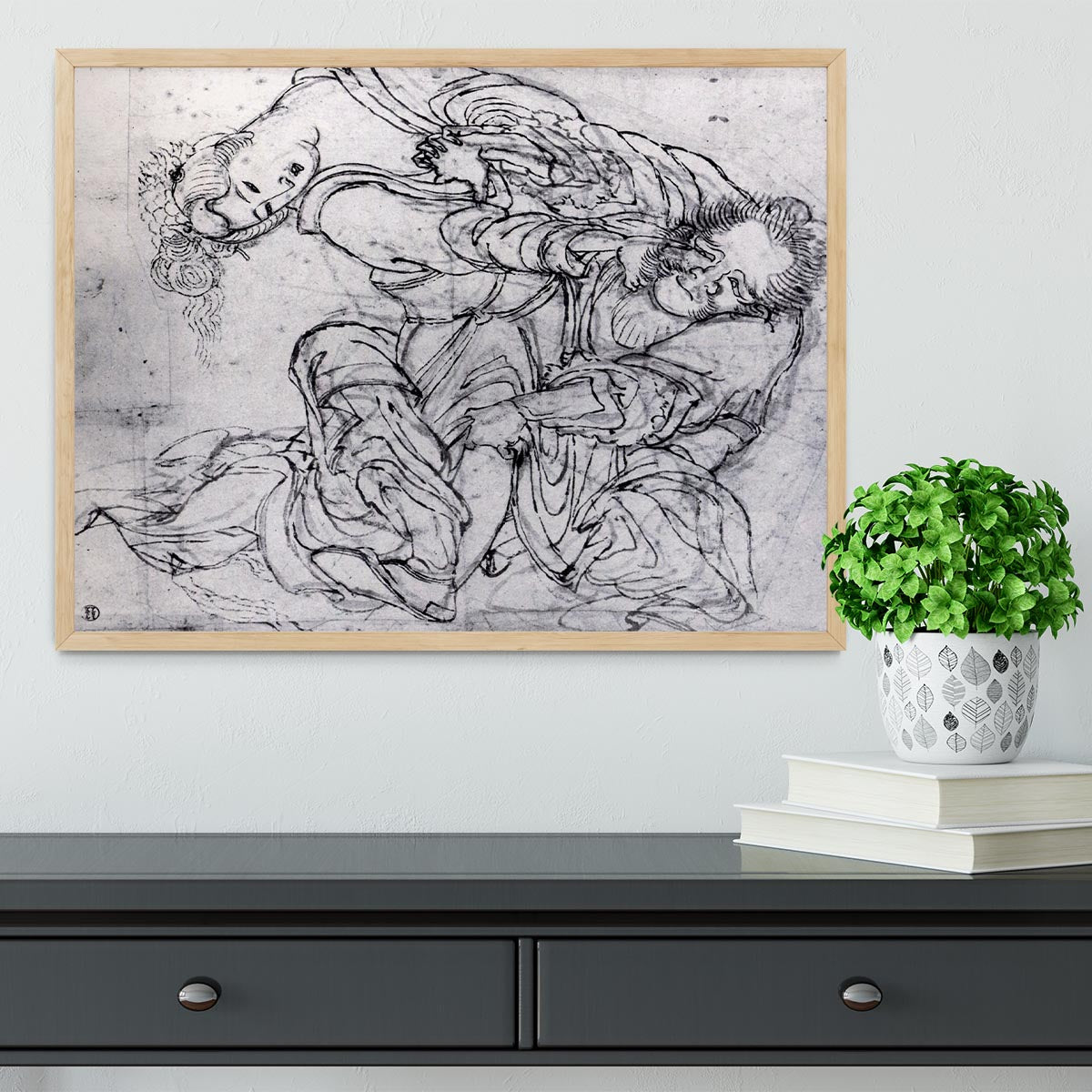 Suikoden scene by Hokusai Framed Print - Canvas Art Rocks - 4