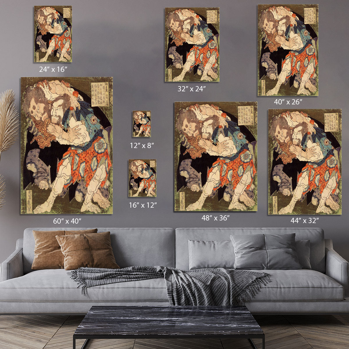 Sumo wrestlers by Hokusai Canvas Print or Poster - Canvas Art Rocks - 7