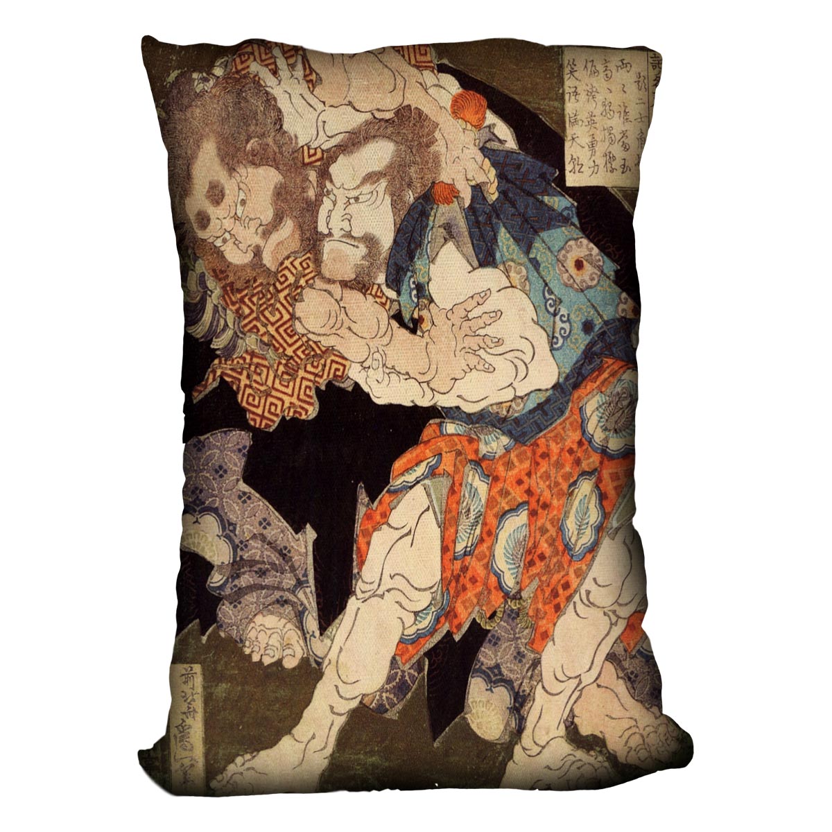 Sumo wrestlers by Hokusai Cushion