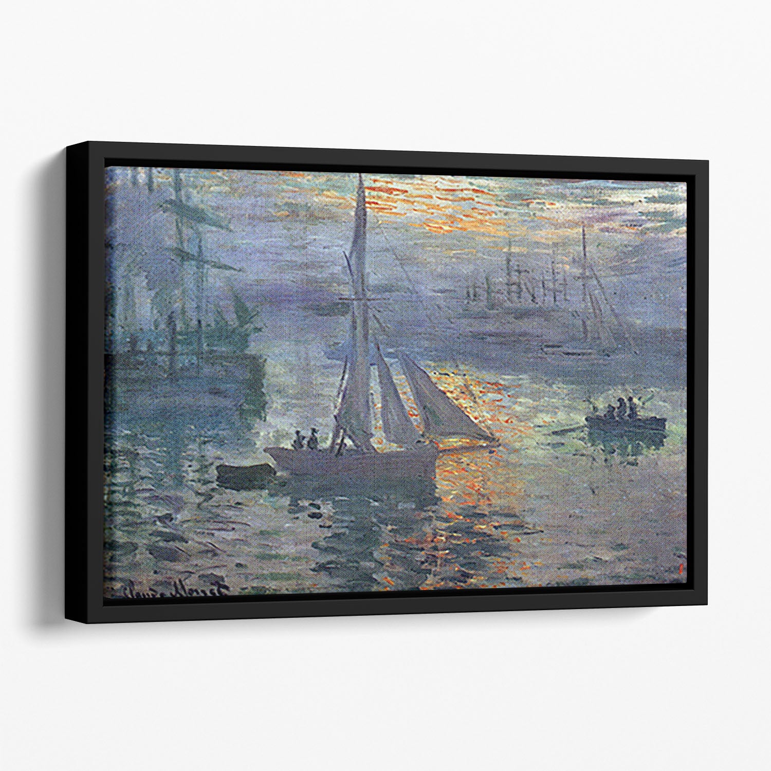 Sunrise at Sea by Monet Floating Framed Canvas