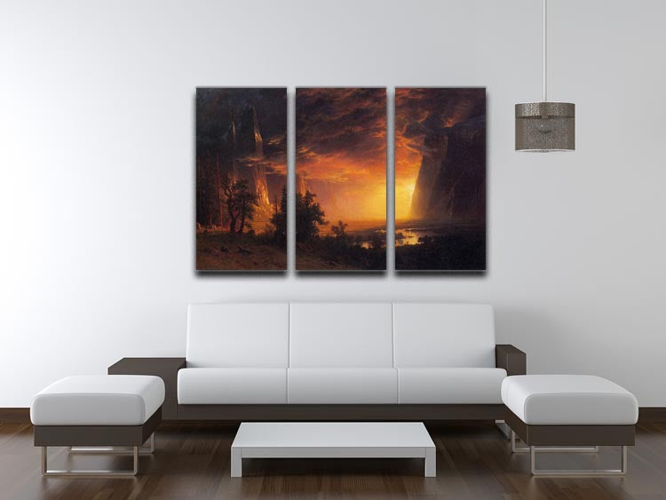 Sunrise in Yosemite Valley by Bierstadt 3 Split Panel Canvas Print - Canvas Art Rocks - 3