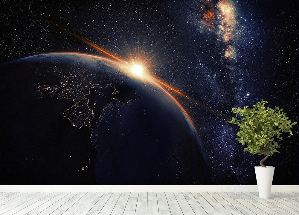 Sunrise seen from space Wall Mural Wallpaper - Canvas Art Rocks - 4