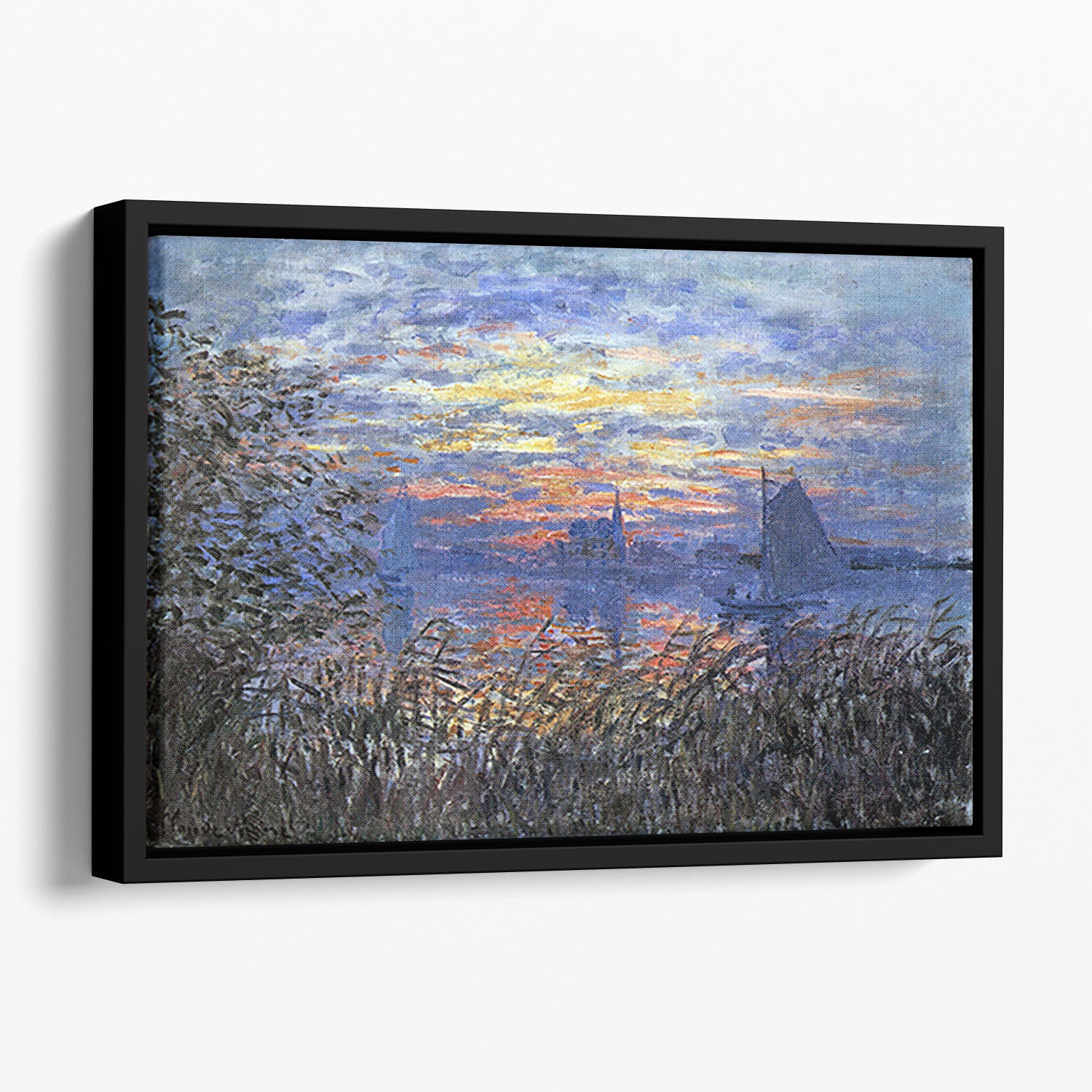 Sunset on the Seine by Monet Floating Framed Canvas