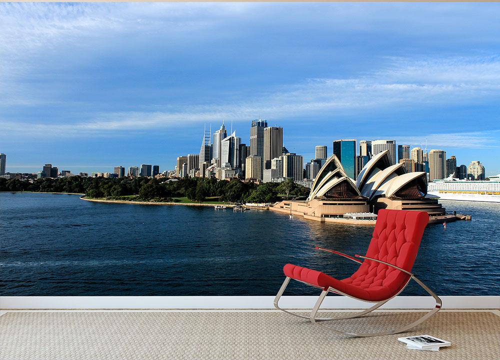 Sydney Australia City Skyline Wall Mural Wallpaper - Canvas Art Rocks - 2