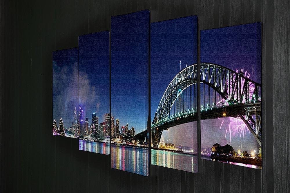 Sydney Harbour NYE Fireworks 5 Split Panel Canvas - Canvas Art Rocks - 2