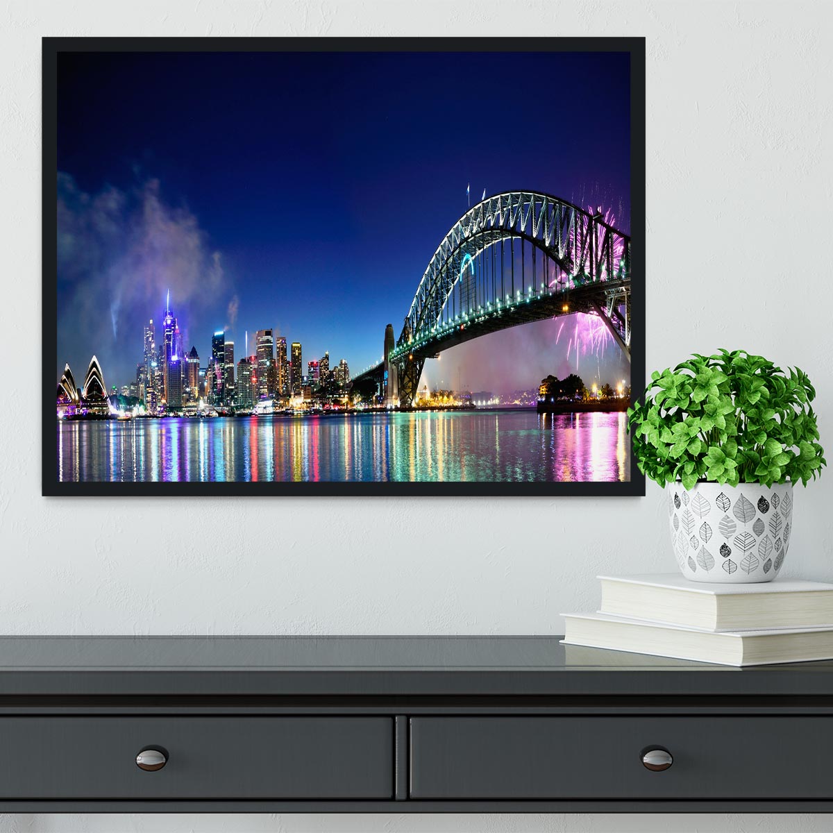 Sydney Harbour NYE Fireworks Framed Print - Canvas Art Rocks - 2