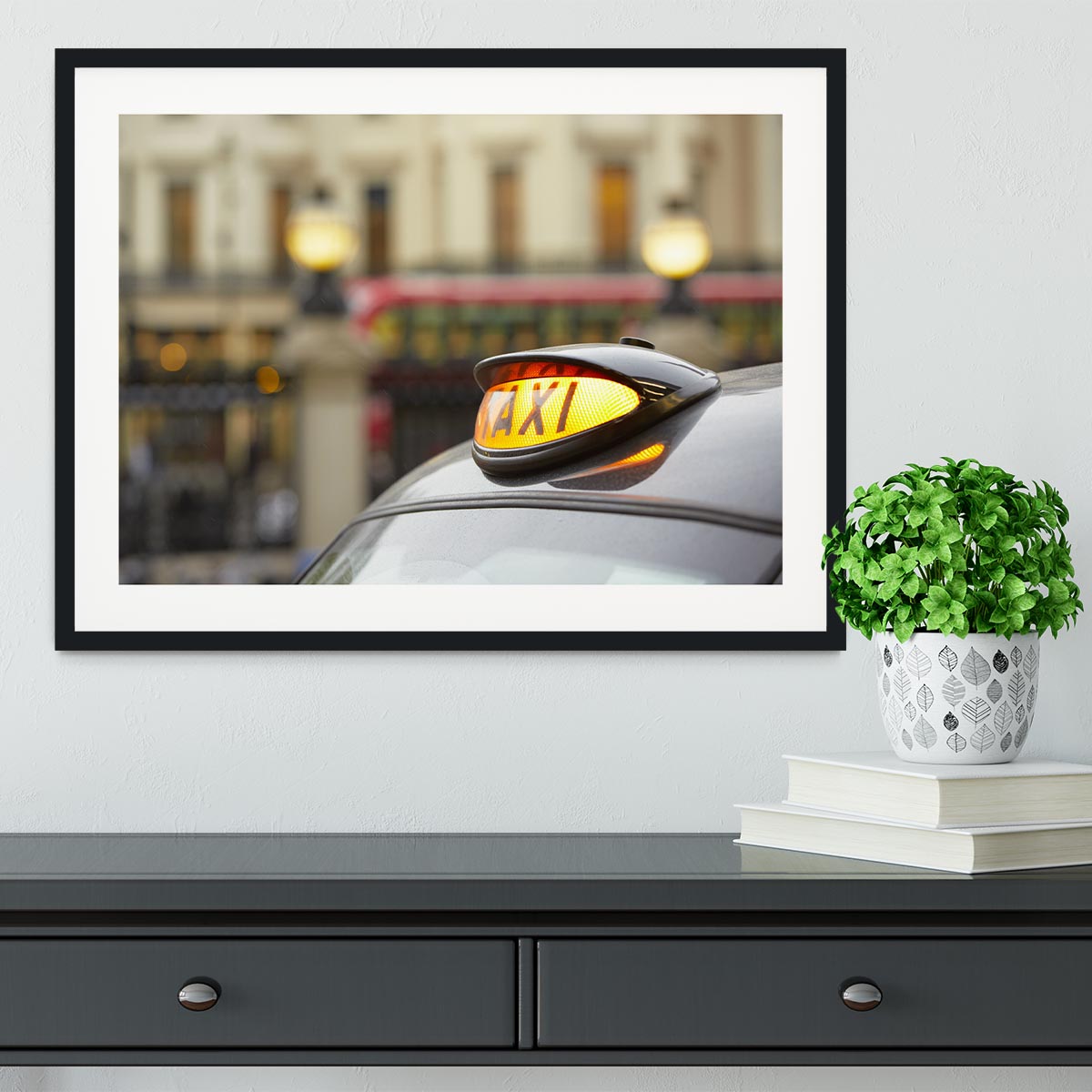 Taxi car selective focus Framed Print - Canvas Art Rocks - 1
