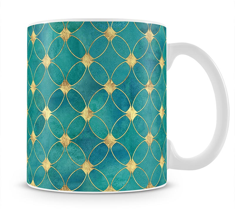 Teal and Gold Abstract Pattern Mug - Canvas Art Rocks - 1