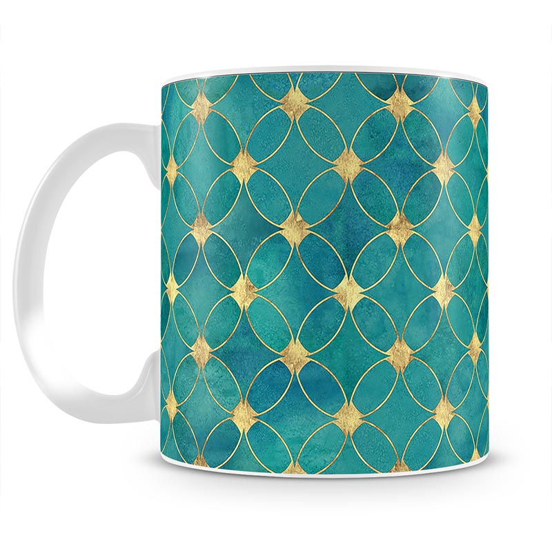 Teal and Gold Abstract Pattern Mug - Canvas Art Rocks - 1