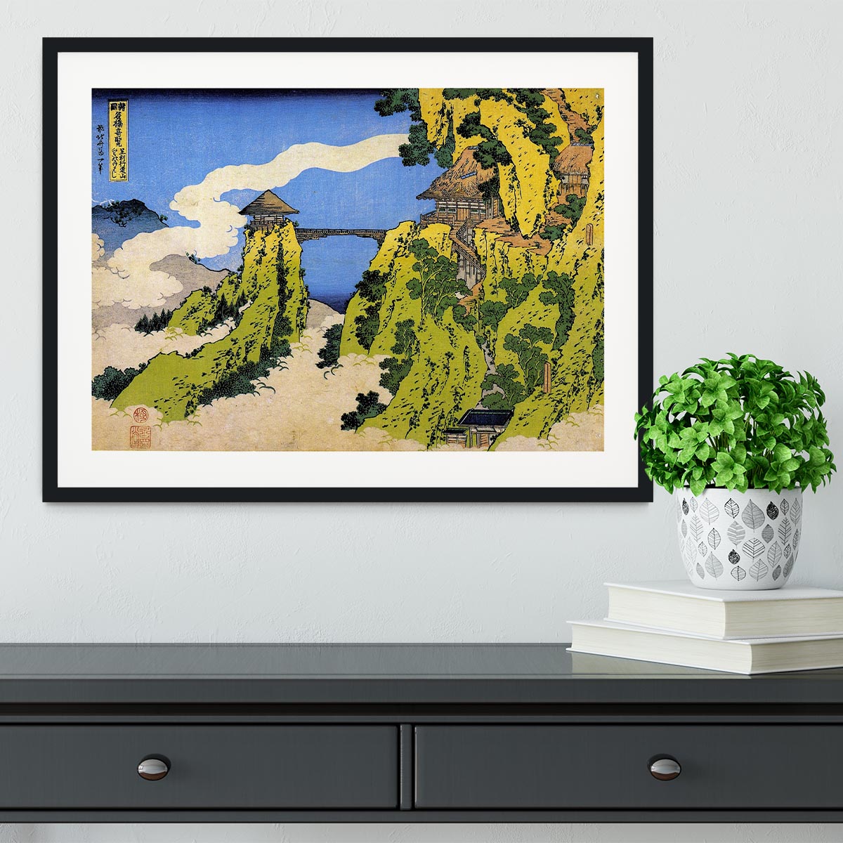 Temple bridge by Hokusai Framed Print - Canvas Art Rocks - 1