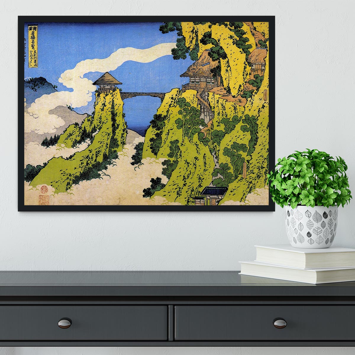 Temple bridge by Hokusai Framed Print - Canvas Art Rocks - 2