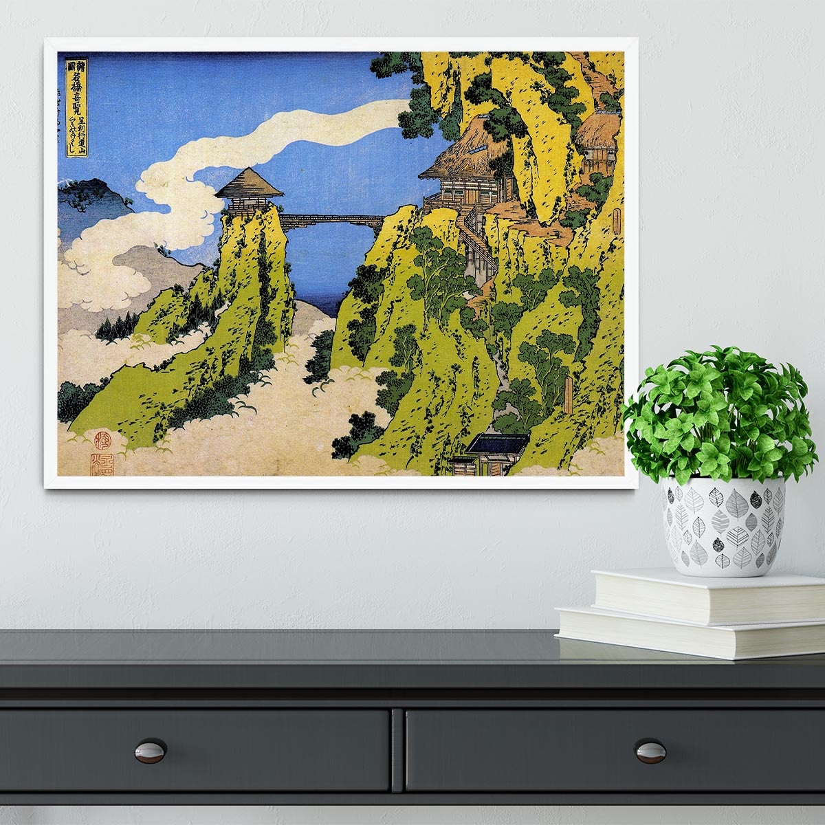 Temple bridge by Hokusai Framed Print - Canvas Art Rocks -6