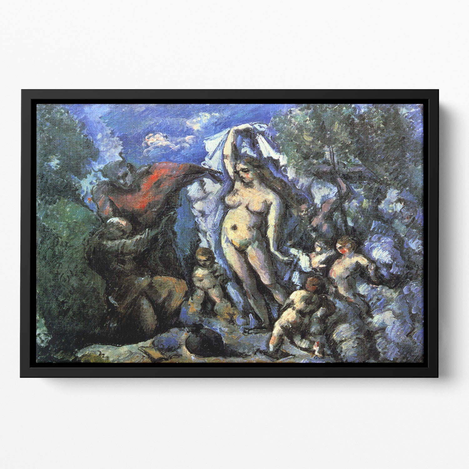 Temptation of St Anthony by Cezanne Floating Framed Canvas - Canvas Art Rocks - 2