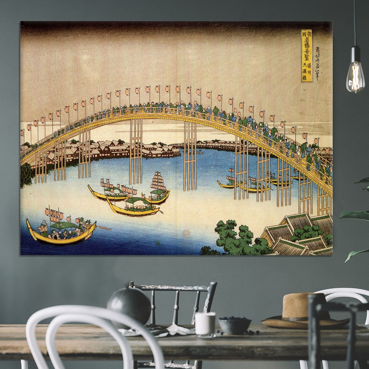 Tenma bridge by Hokusai Canvas Print or Poster - Canvas Art Rocks - 3