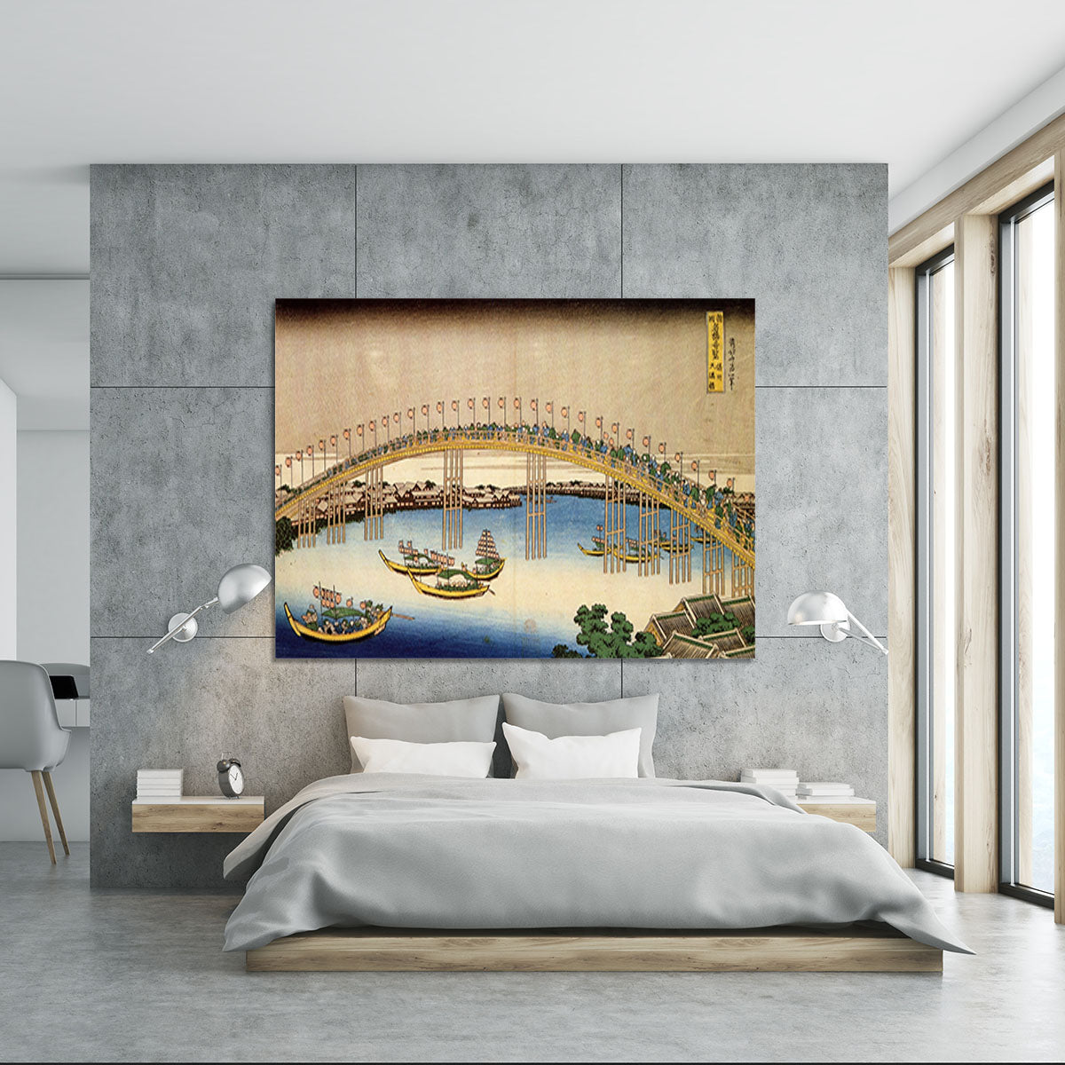 Tenma bridge by Hokusai Canvas Print or Poster - Canvas Art Rocks - 5