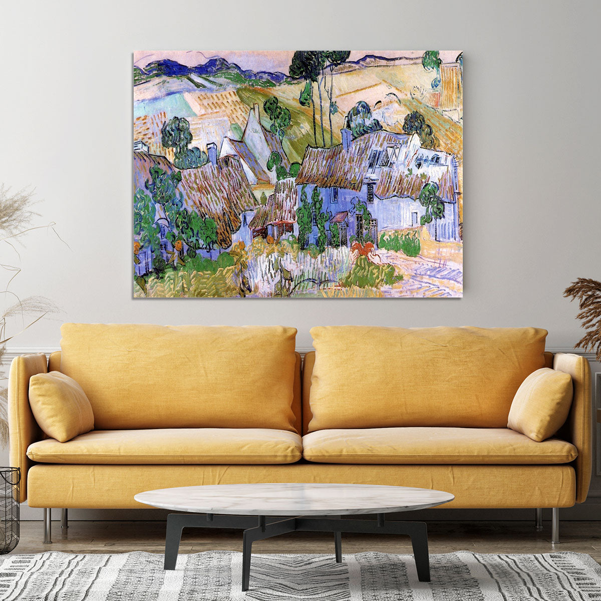 Thatched Cottages by a Hill by Van Gogh Canvas Print or Poster - Canvas Art Rocks - 4