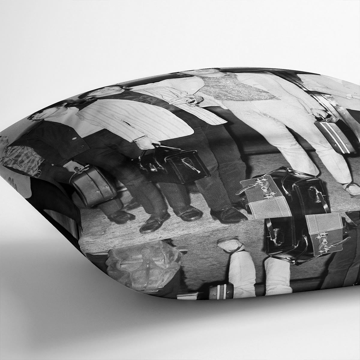 The Beatles and Brian Epstein at London Airport Cushion