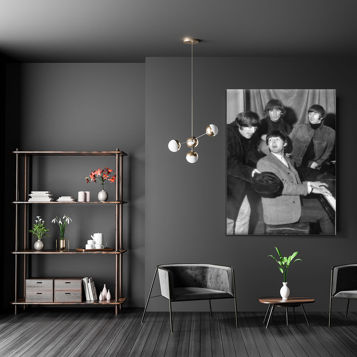 The Beatles gathered round a piano Canvas Print or Poster - Canvas Art Rocks - 5