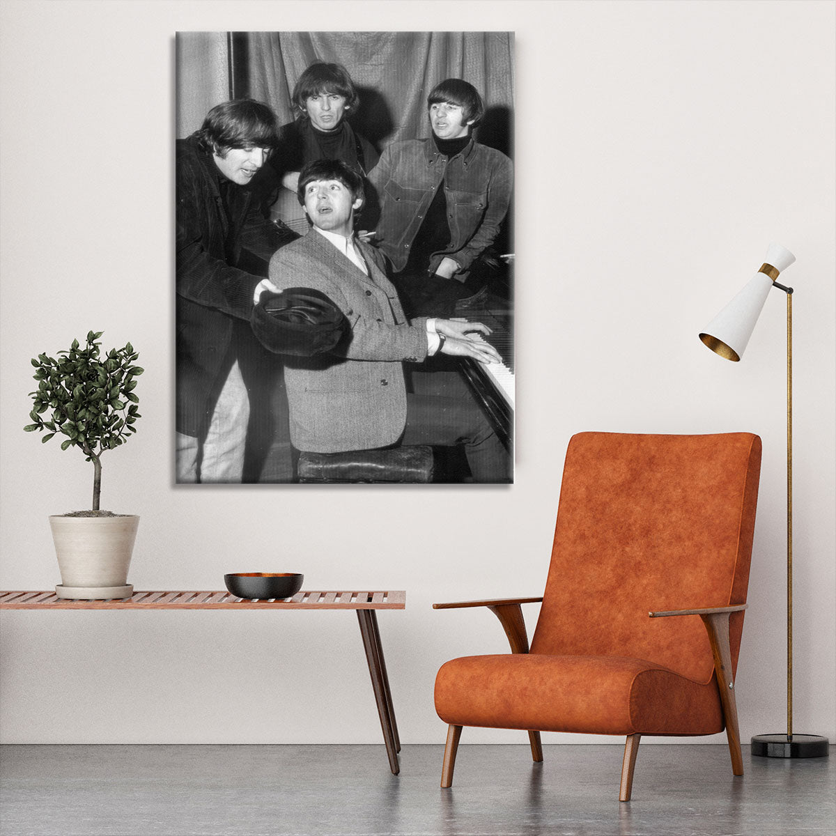 The Beatles gathered round a piano Canvas Print or Poster - Canvas Art Rocks - 6