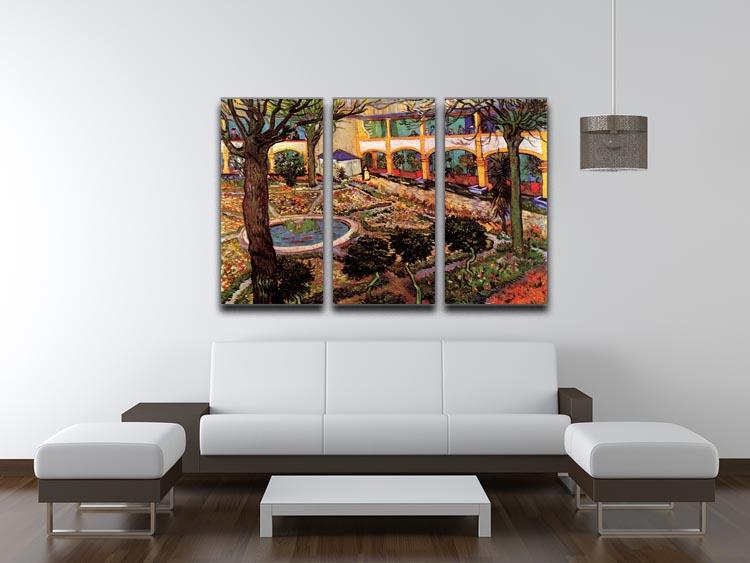The Courtyard of the Hospital at Arles by Van Gogh 3 Split Panel Canvas Print - Canvas Art Rocks - 4
