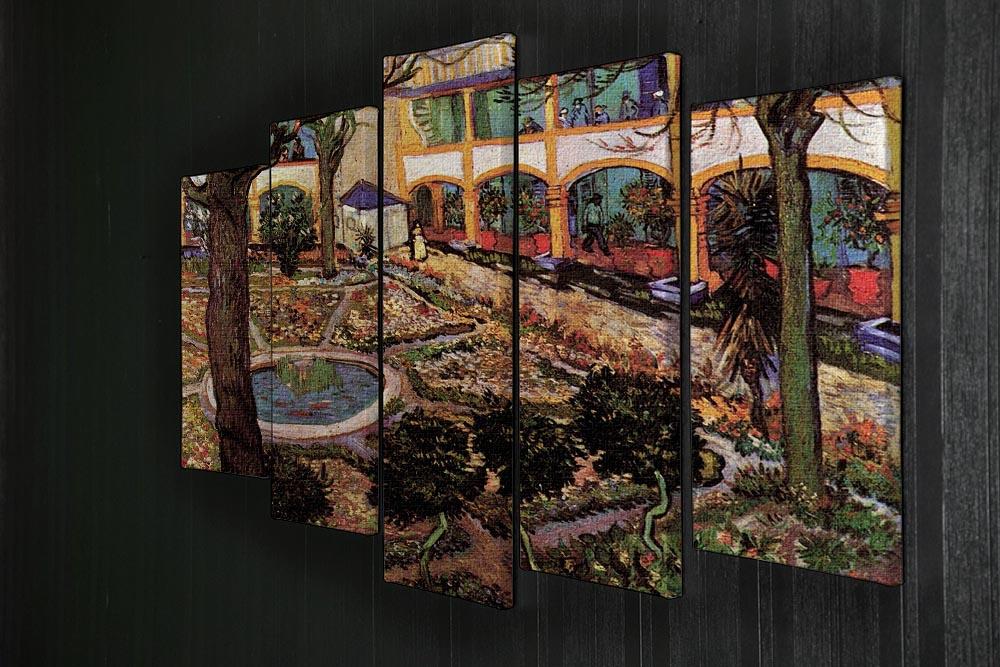 The Courtyard of the Hospital at Arles by Van Gogh 5 Split Panel Canvas - Canvas Art Rocks - 2