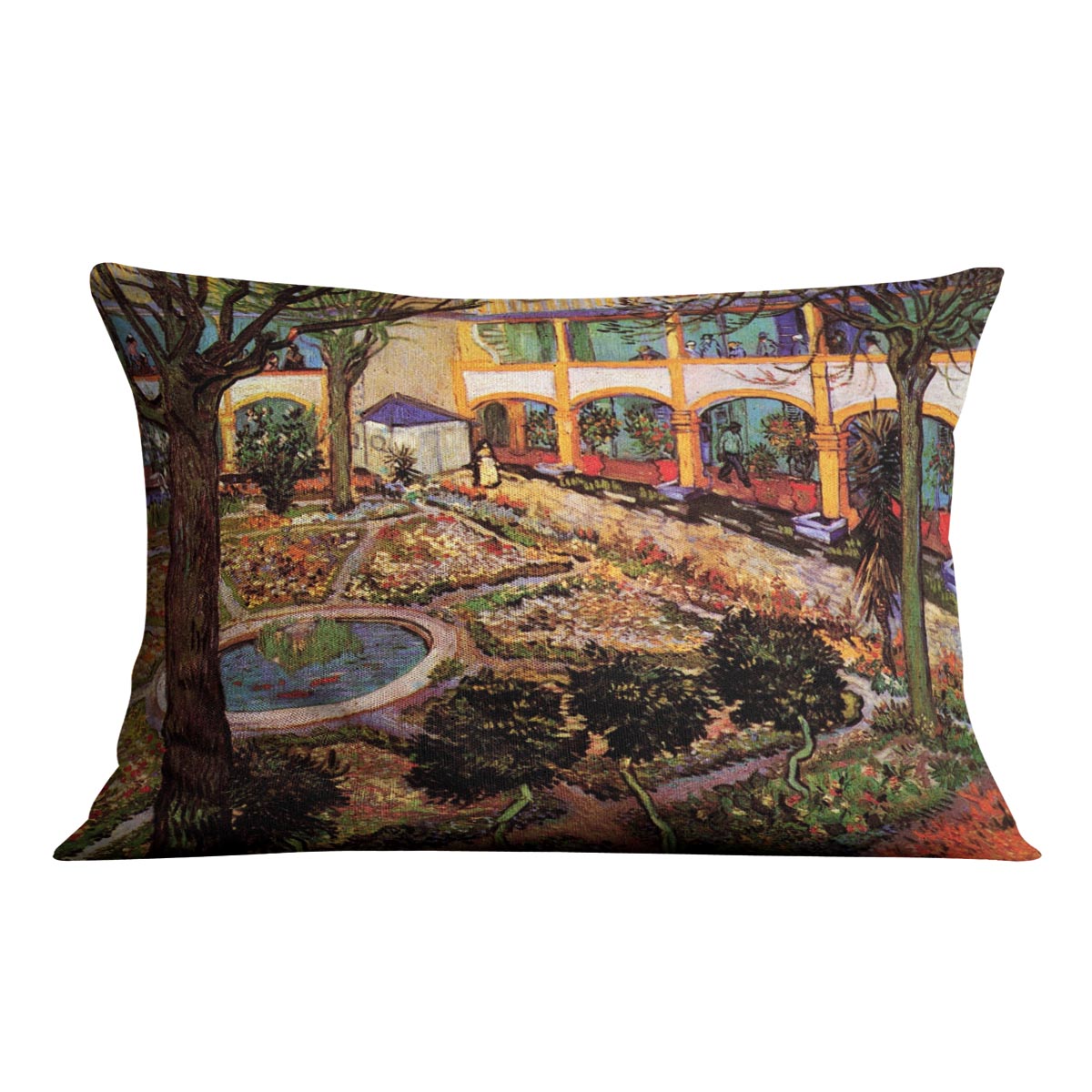 The Courtyard of the Hospital at Arles by Van Gogh Cushion
