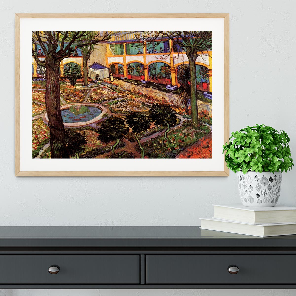 The Courtyard of the Hospital at Arles by Van Gogh Framed Print - Canvas Art Rocks - 3