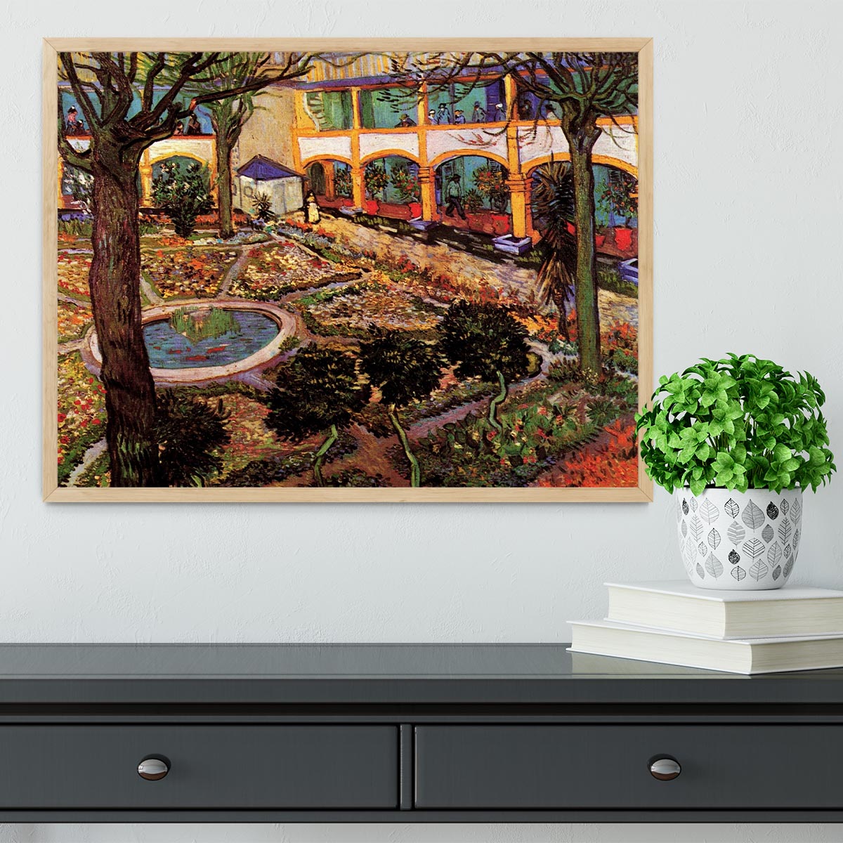 The Courtyard of the Hospital at Arles by Van Gogh Framed Print - Canvas Art Rocks - 4