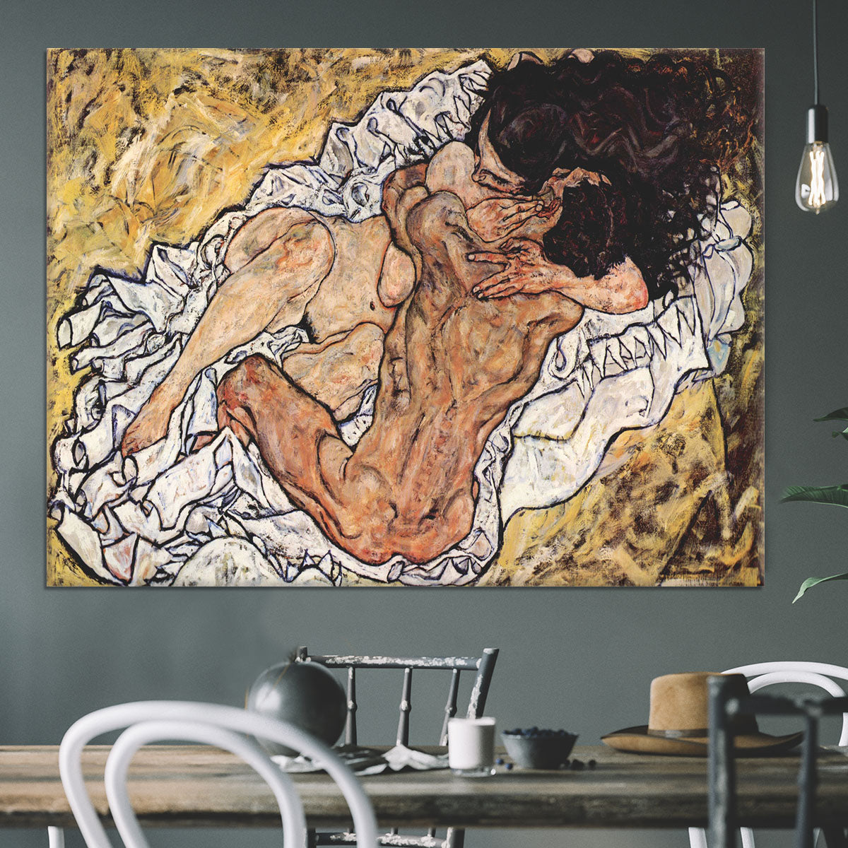 The Embrace by Egon Schiele Canvas Print or Poster - Canvas Art Rocks - 3