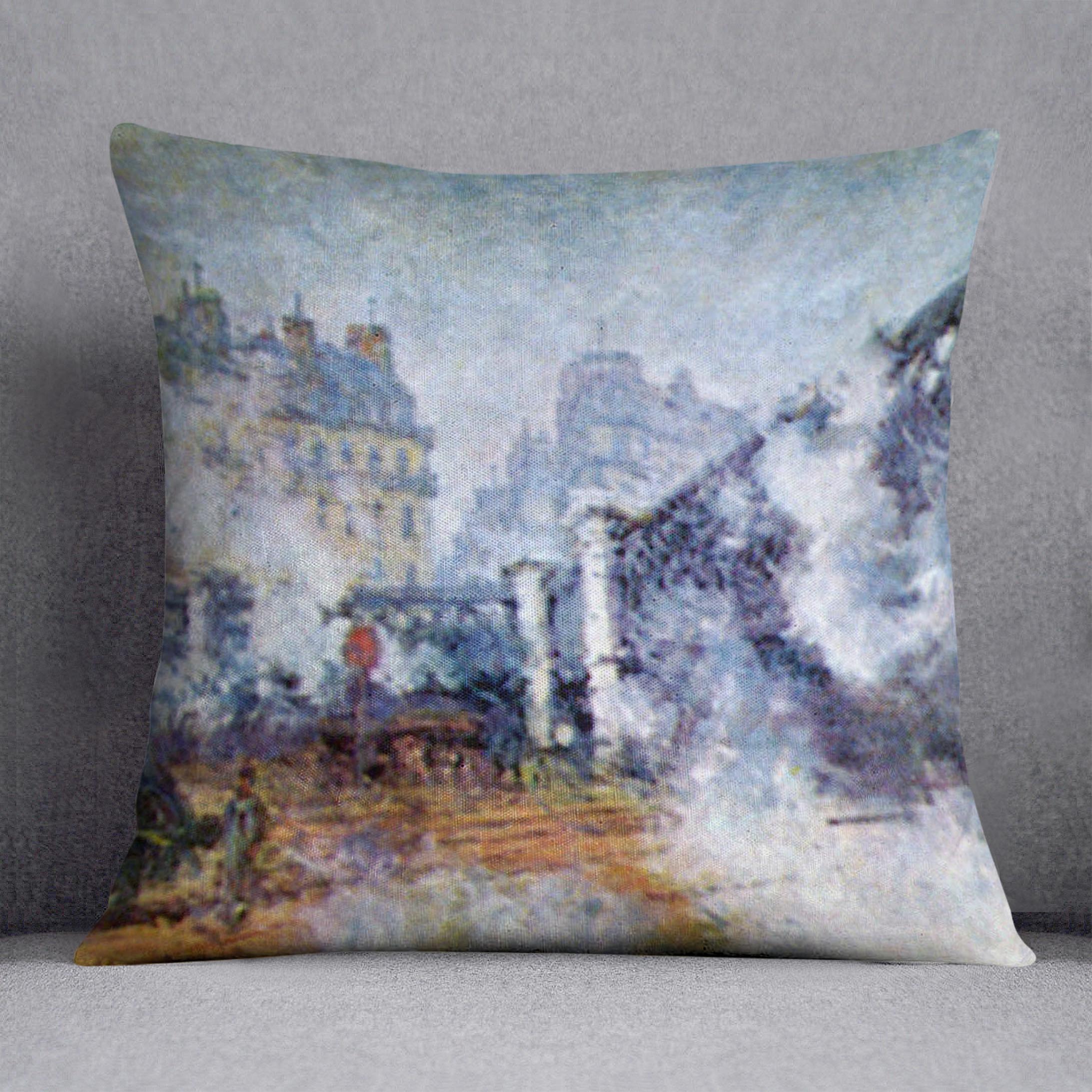 The Europe Bridge Saint Lazare station in Paris by Monet Cushion