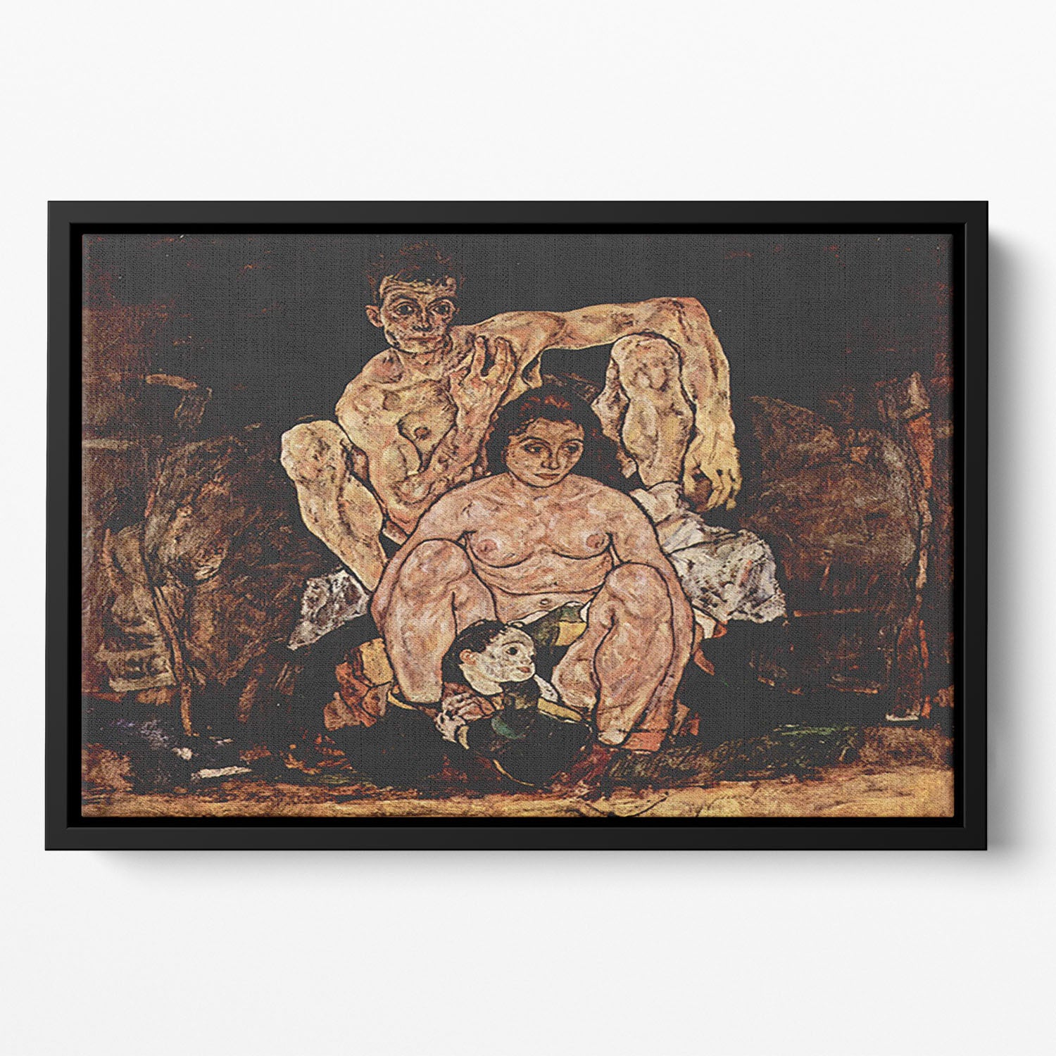 The Family by Egon Schiele Floating Framed Canvas