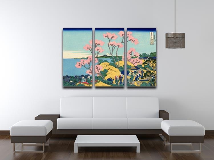 The Fuji from Gotenyama by Hokusai 3 Split Panel Canvas Print - Canvas Art Rocks - 3