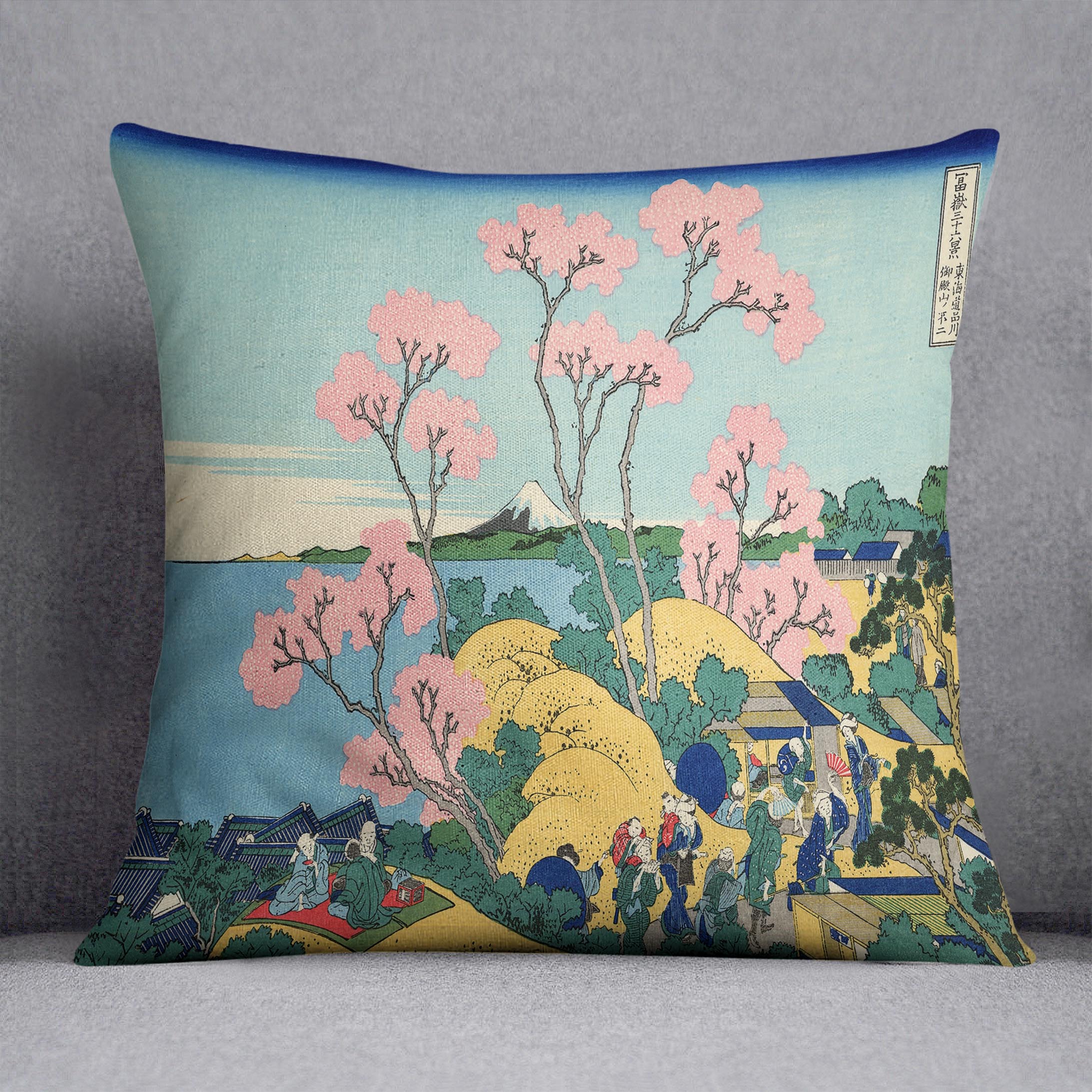 The Fuji from Gotenyama by Hokusai Cushion