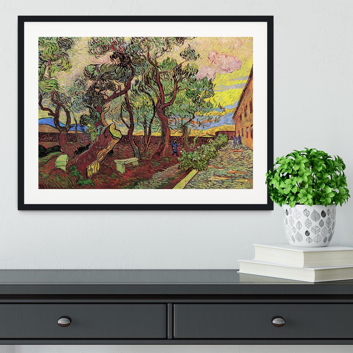 The Garden of Saint-Paul Hospital 3 by Van Gogh Framed Print - Canvas Art Rocks - 1