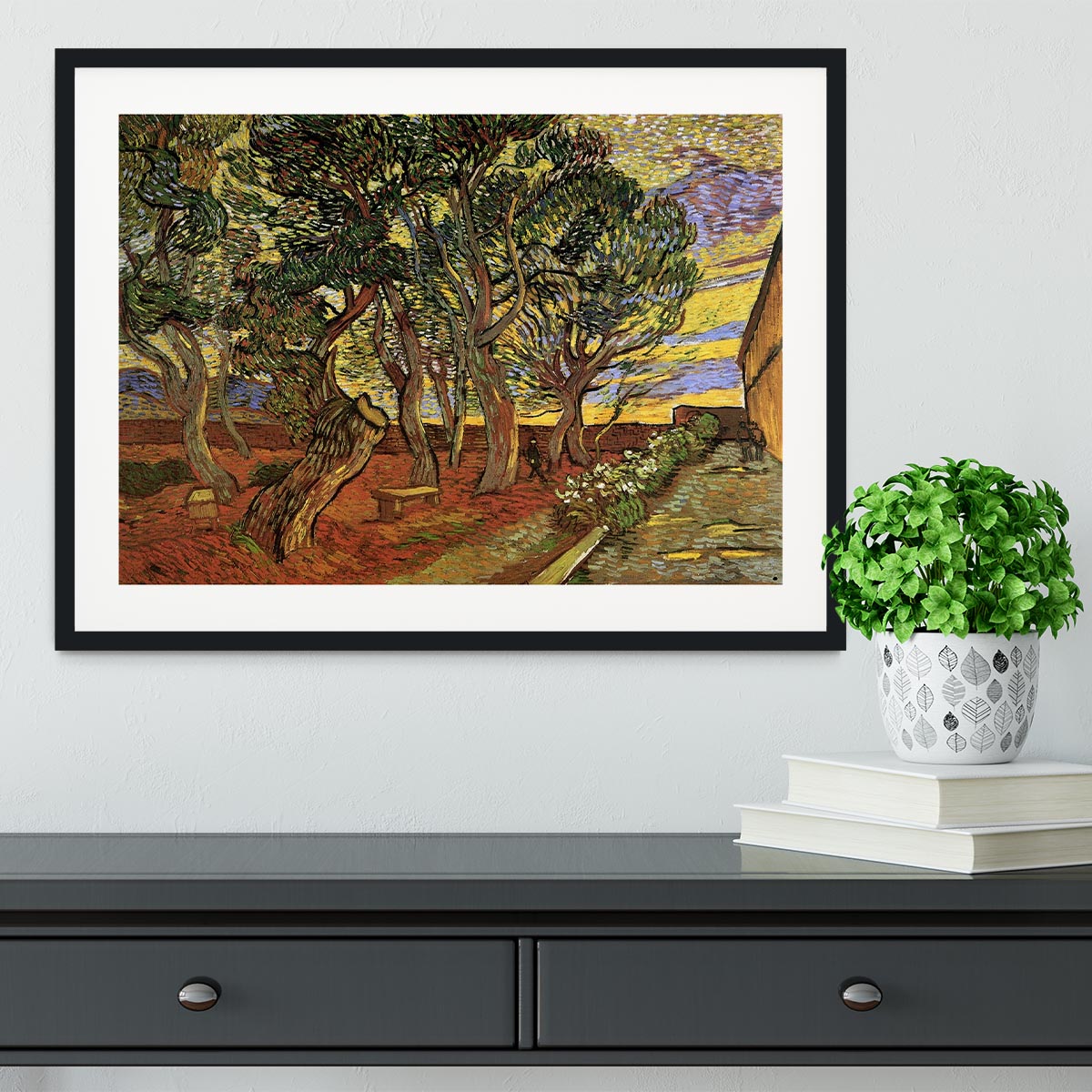 The Garden of Saint-Paul Hospital 4 by Van Gogh Framed Print - Canvas Art Rocks - 1
