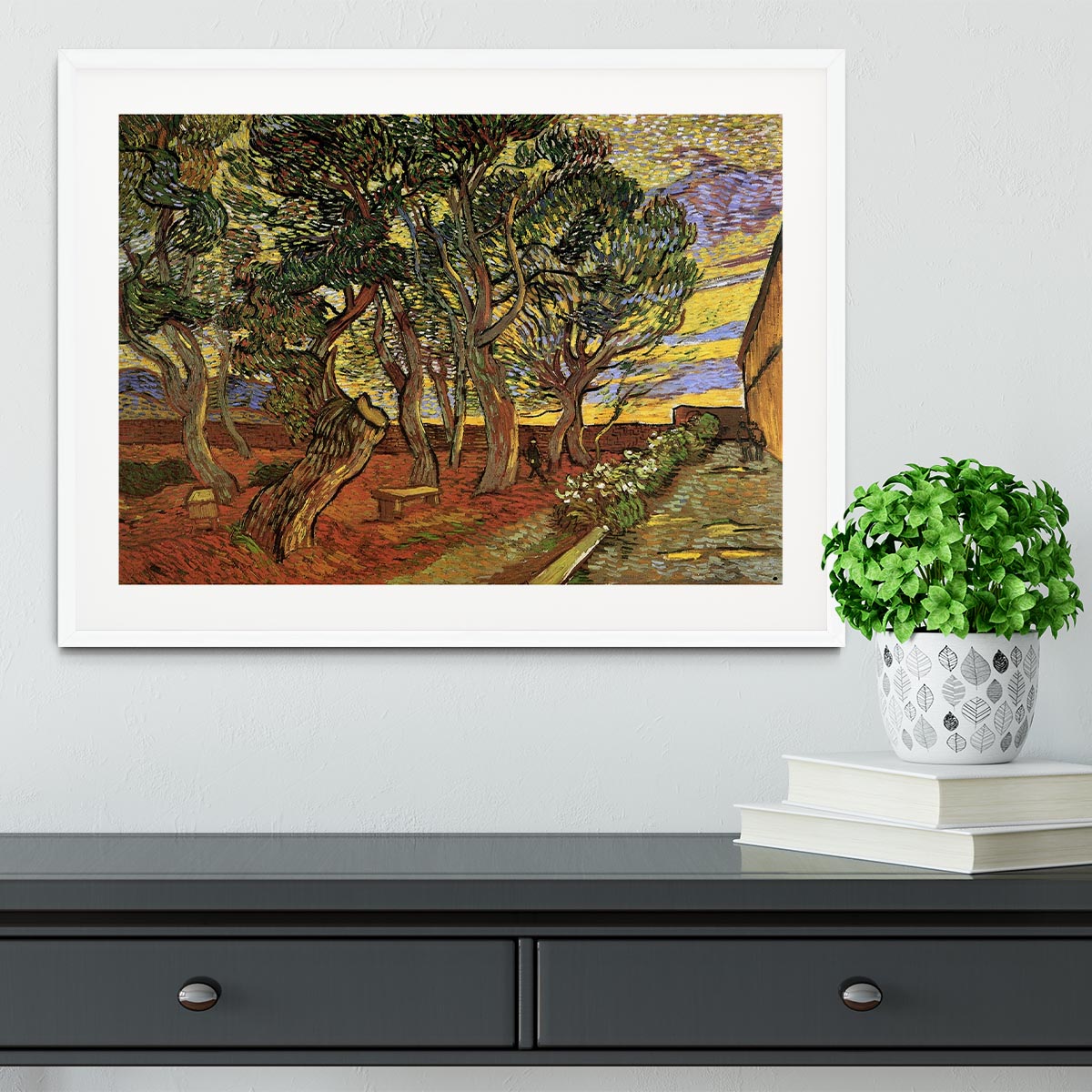 The Garden of Saint-Paul Hospital 4 by Van Gogh Framed Print - Canvas Art Rocks - 5