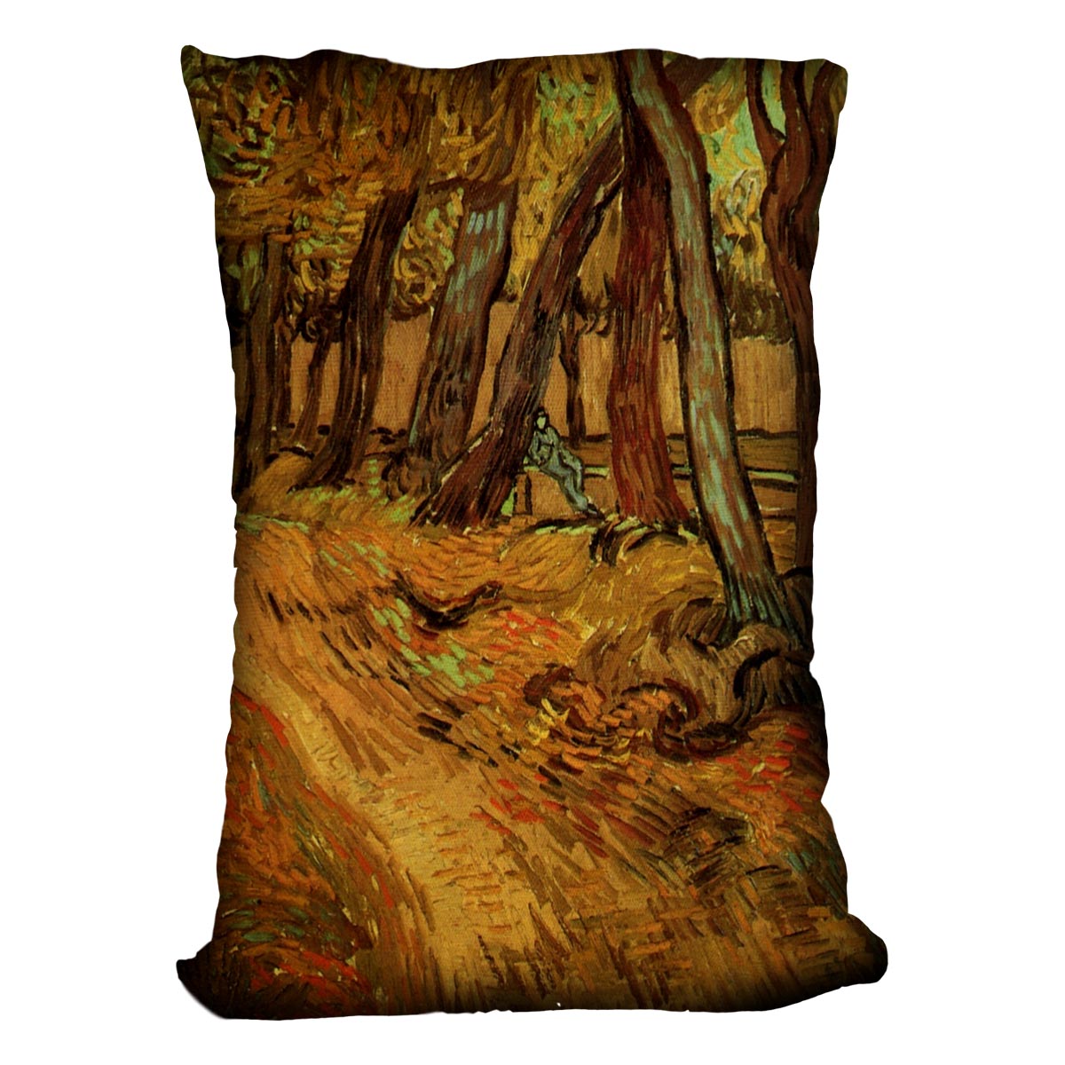 The Garden of Saint-Paul Hospital with Figure by Van Gogh Cushion