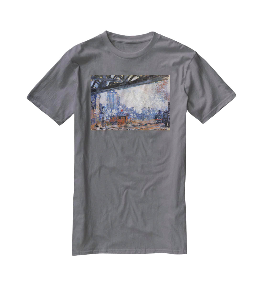 The Gare Saint Lazare by Monet T-Shirt - Canvas Art Rocks - 3