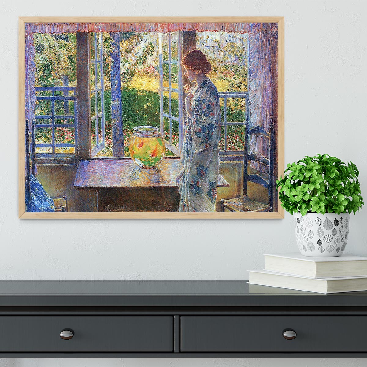 The Goldfish Window by Hassam Framed Print - Canvas Art Rocks - 4