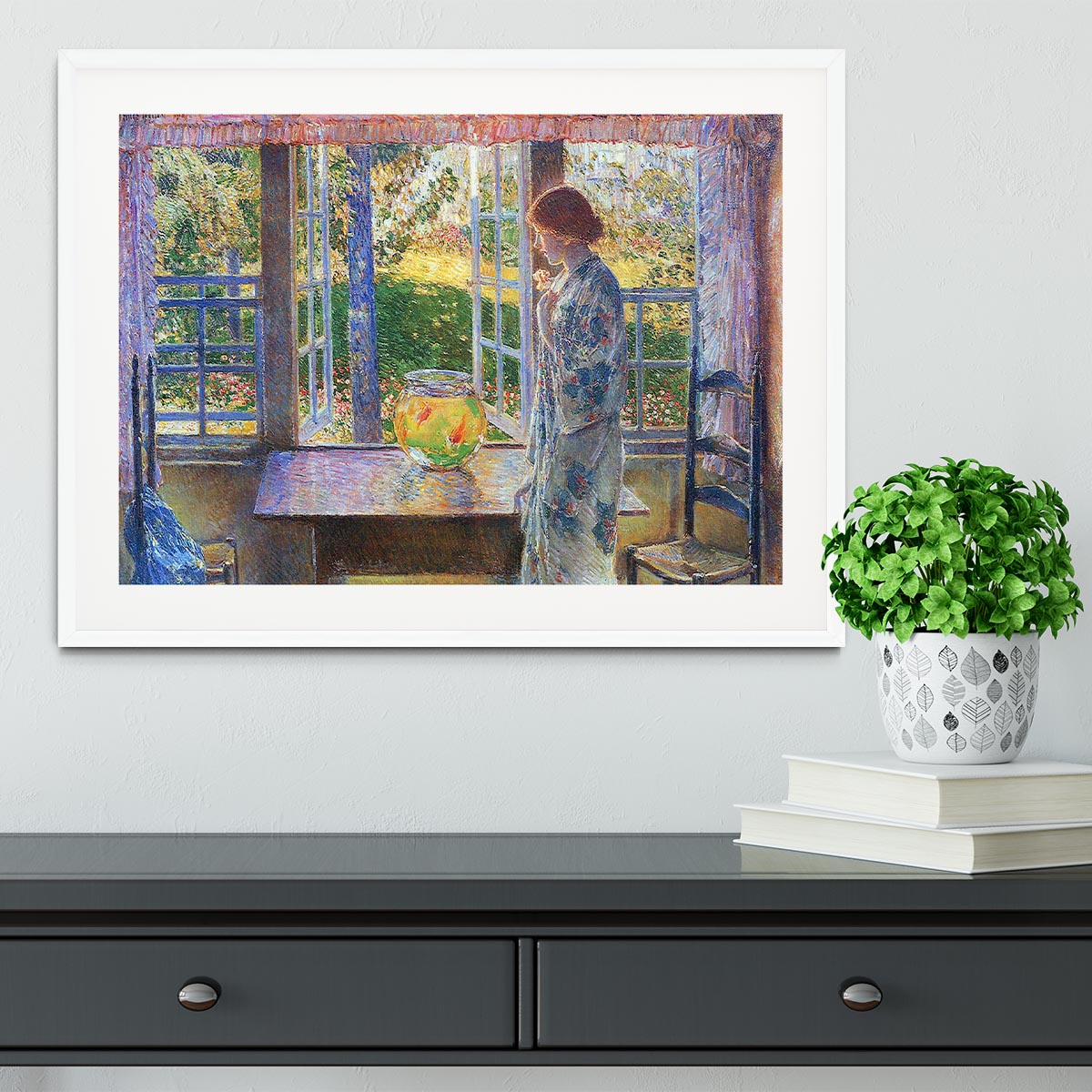 The Goldfish Window by Hassam Framed Print - Canvas Art Rocks - 5