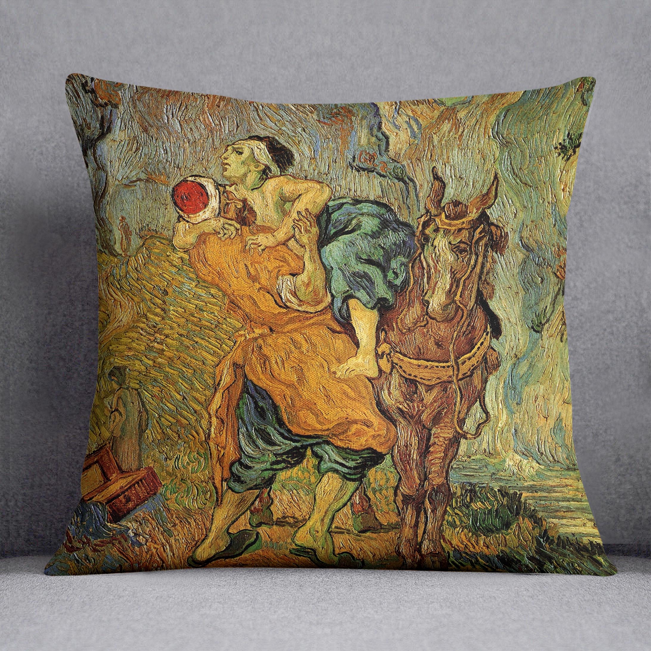 The Good Samaritan after Delacroix by Van Gogh Cushion