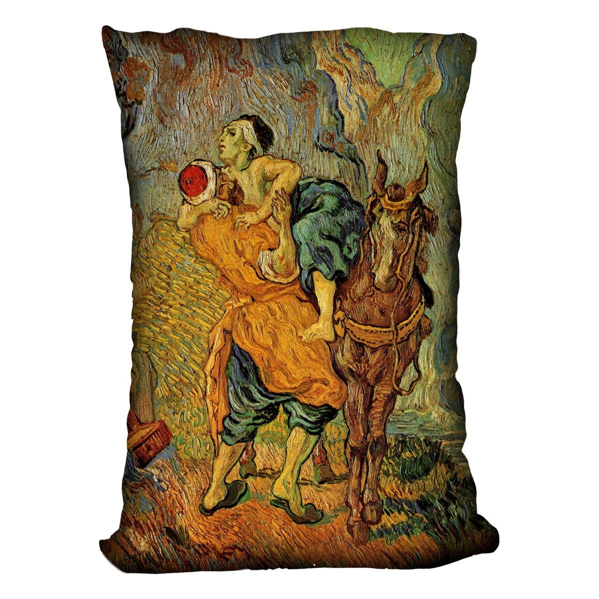 The Good Samaritan after Delacroix by Van Gogh Cushion