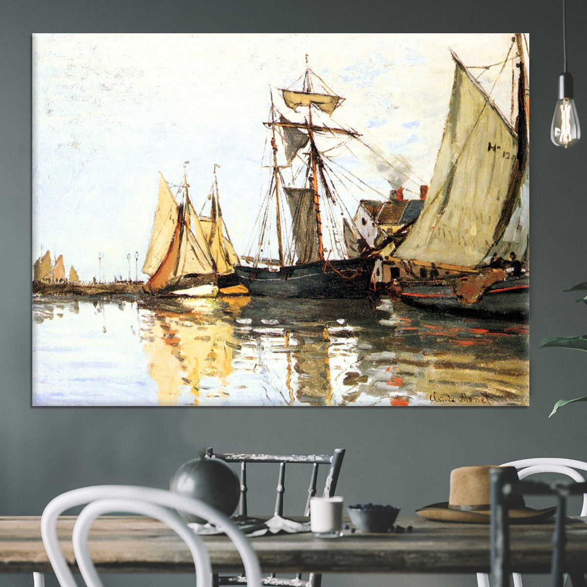 The Honfleur Port by Monet Canvas Print or Poster - Canvas Art Rocks - 3