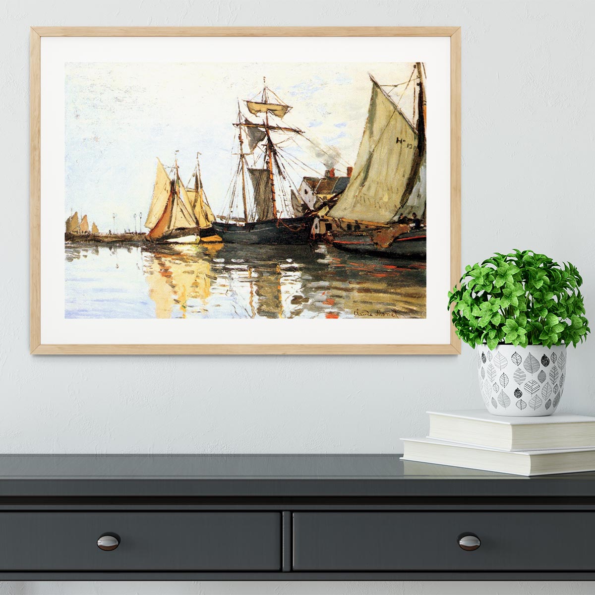The Honfleur Port by Monet Framed Print - Canvas Art Rocks - 3