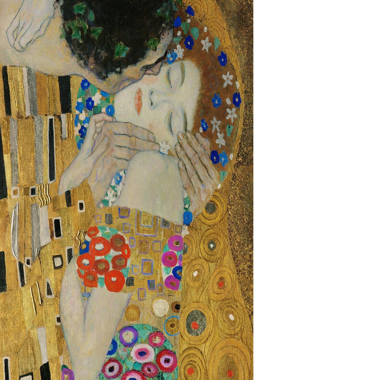 The Kiss detail by Klimt Floating Framed Canvas