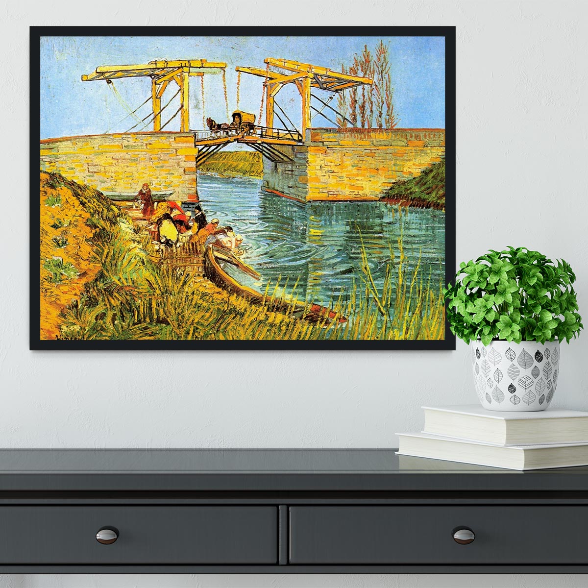 The Langlois Bridge at Arles by Van Gogh Framed Print - Canvas Art Rocks - 2