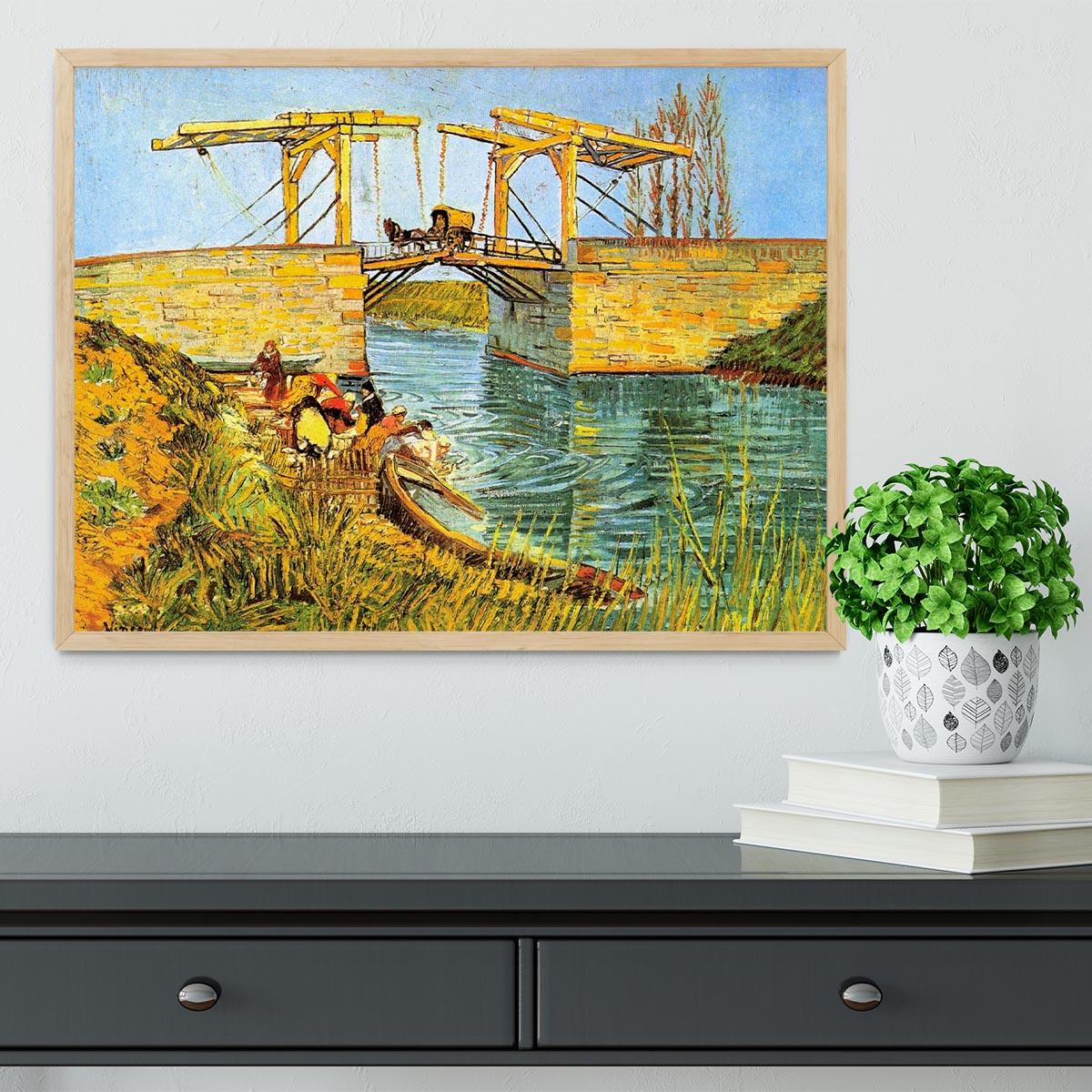 The Langlois Bridge at Arles by Van Gogh Framed Print - Canvas Art Rocks - 4