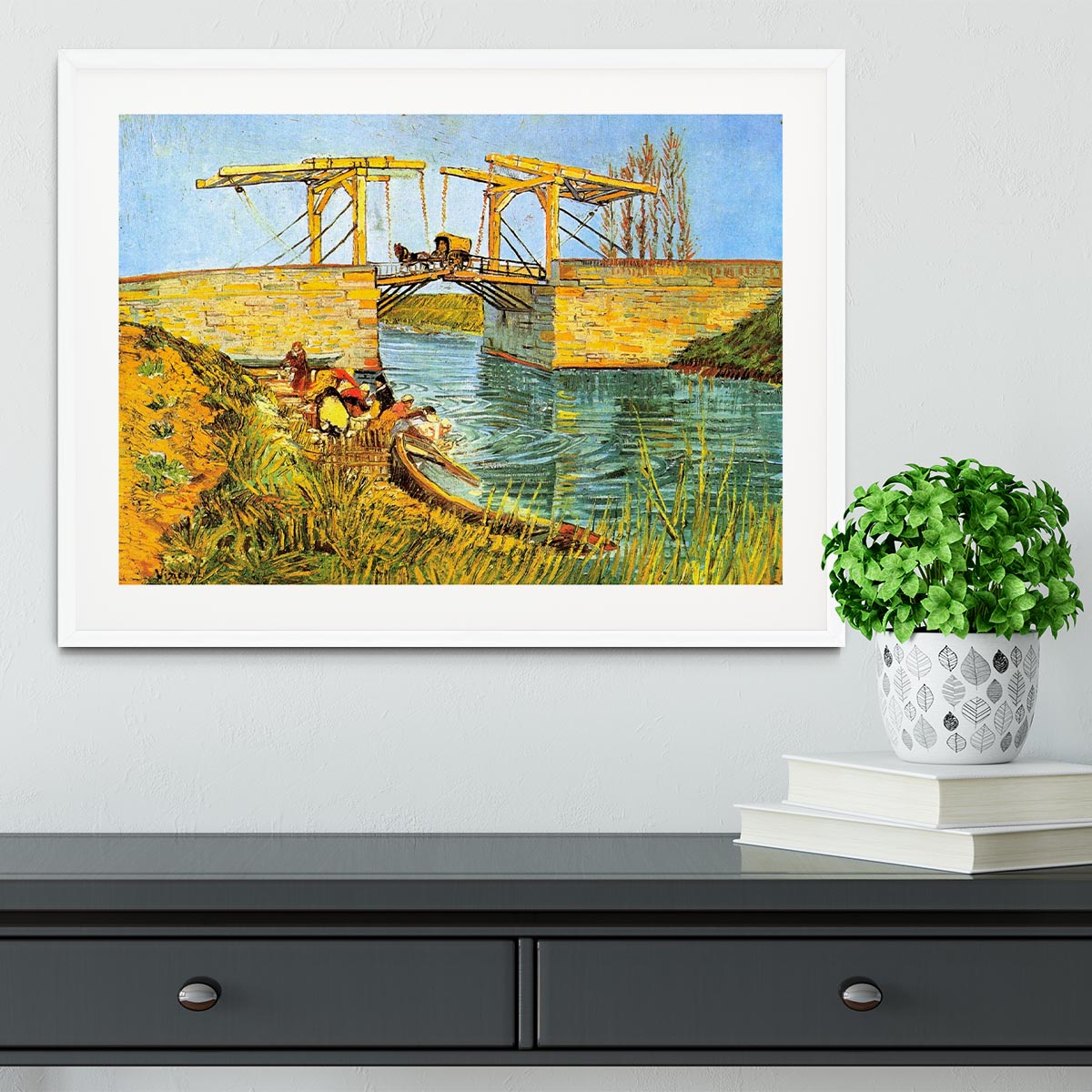 The Langlois Bridge at Arles by Van Gogh Framed Print - Canvas Art Rocks - 5