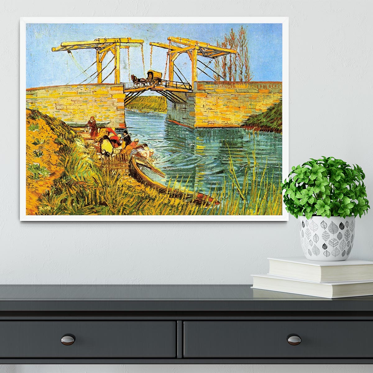 The Langlois Bridge at Arles by Van Gogh Framed Print - Canvas Art Rocks -6